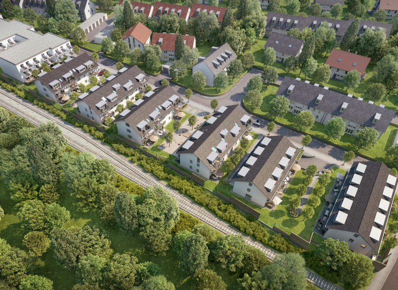Die Wohnanlage fügt sich optisch in das bauliche Umfeld Neubibergs ein (Bild: Unipor, München).