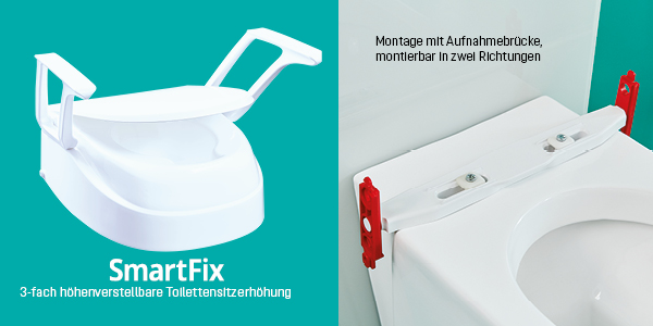 Produktabbildung der Toilettensitzerhöhung SmartFix der DIETZ GROUP für den Einsatz im Bad- und WC-Bereich